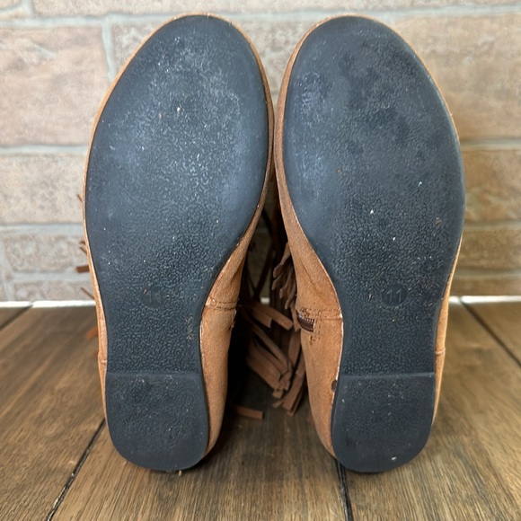 Yoki Toddler Girls Trina Rust 2-Layer Fringe Moccasin Tall Suede Boot / Sz 11 - Picture 13 of 16